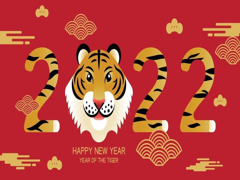 Открытка прекрасная с китайским годом тигра