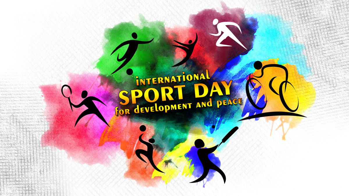 Открытка с международным днем спорта на благо развития и мира