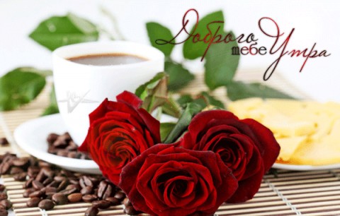 Кофе и розы с добрым утром девушке