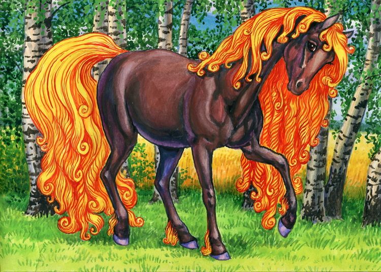 Красивая картинка лошадь с огненной гривой