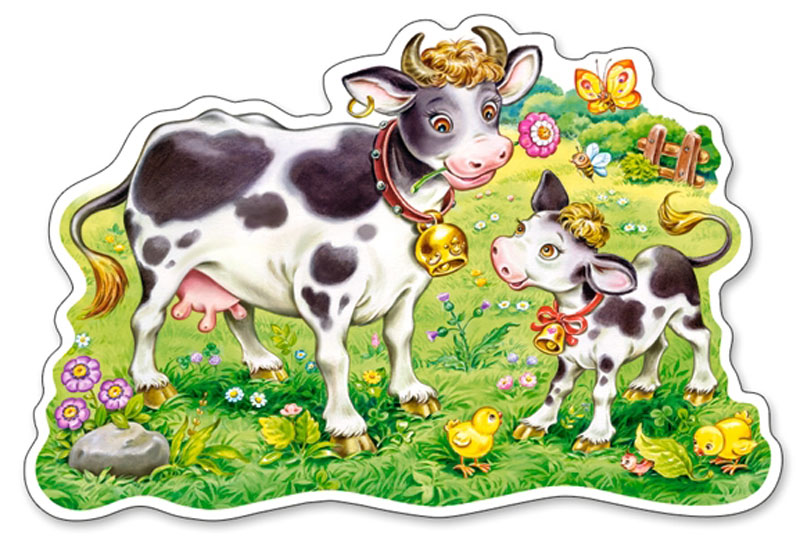 Открытка милая корова с козленком