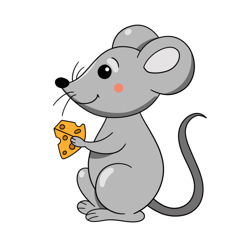 Милая открытка мышка с сыром