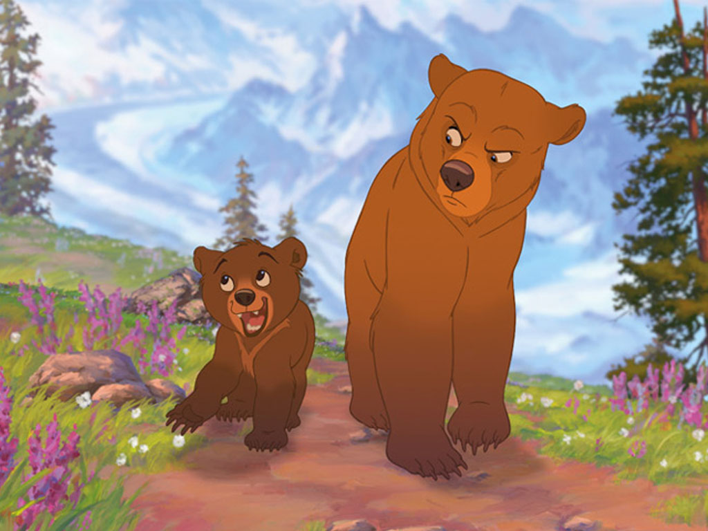 Картинка яркая медведь и медвежонок