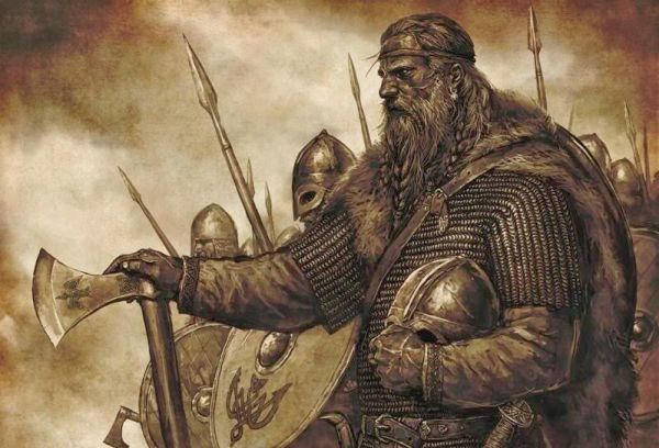 Нарисованная картина викинги.