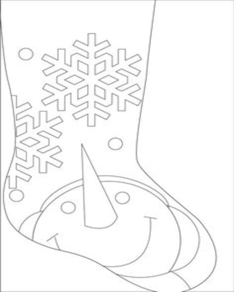 Шаблон новогоднего сапожка со снеговиком