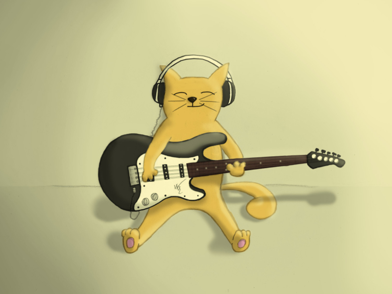 кот с гитарой