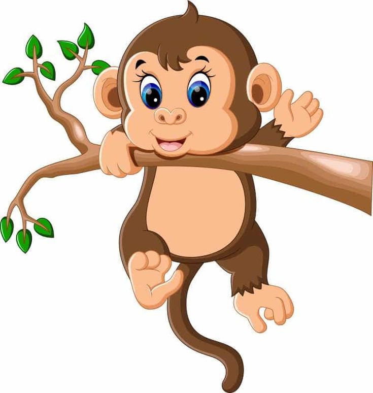 Милая открытка обезьянка на дереве
