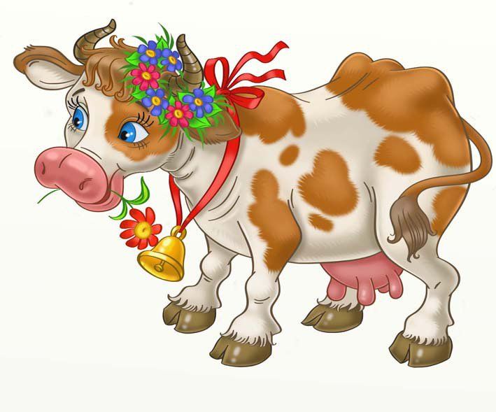 Картинка красивая корова в веночке