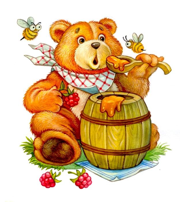 Открытка милая медвежонок с медом