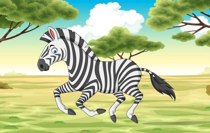 Открытка бегущая зебра