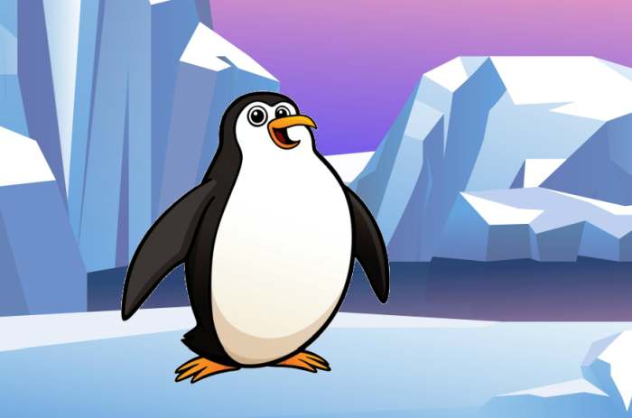 Яркая картинка пингвин на льдине