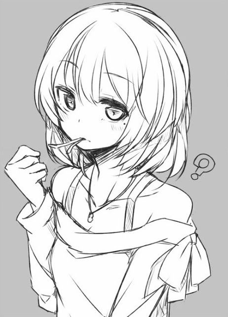 Рисунок для срисовки девушка аниме.