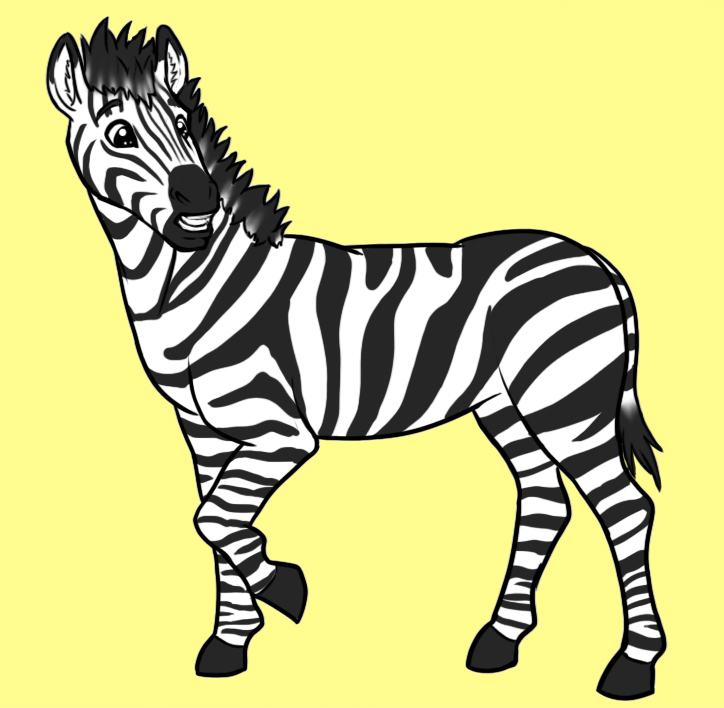 Картинка зебра на желтом фоне