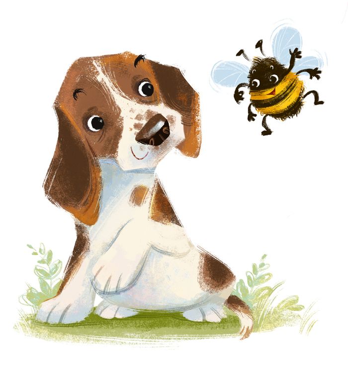 Картинка щенок с пчелой