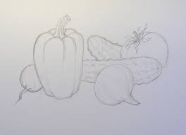 Рисунок карандашом овощи.