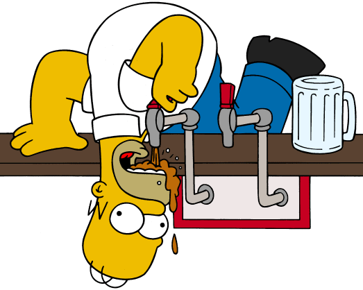 Гомер пьет пиво.