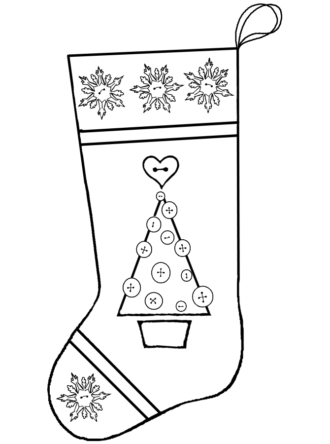 Шаблон новогоднего сапожка с елочкой