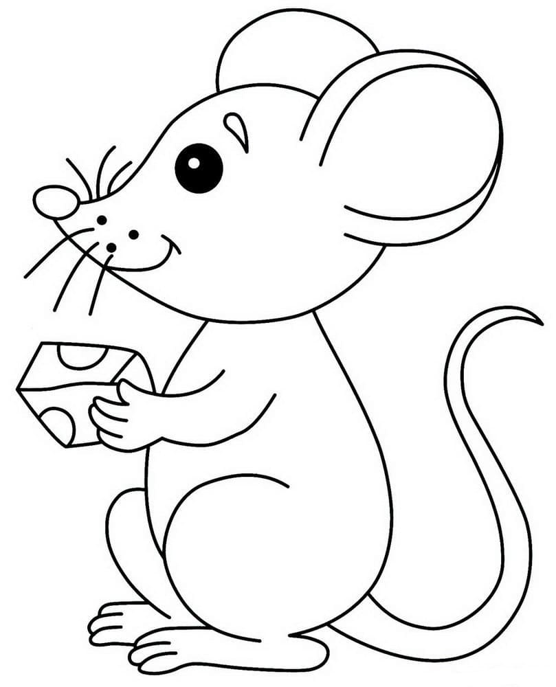 Раскраска картинка милый мышонок