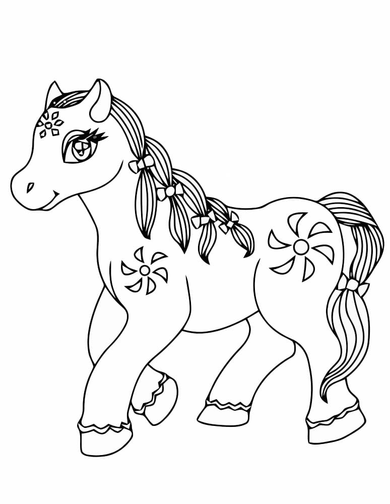 Открытка раскраска сказочная лошадка