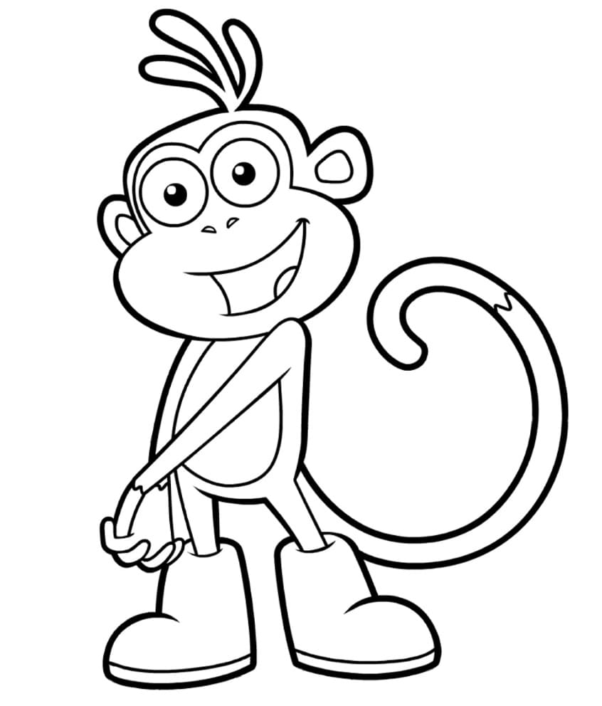 Раскраска открытка веселая обезьянка