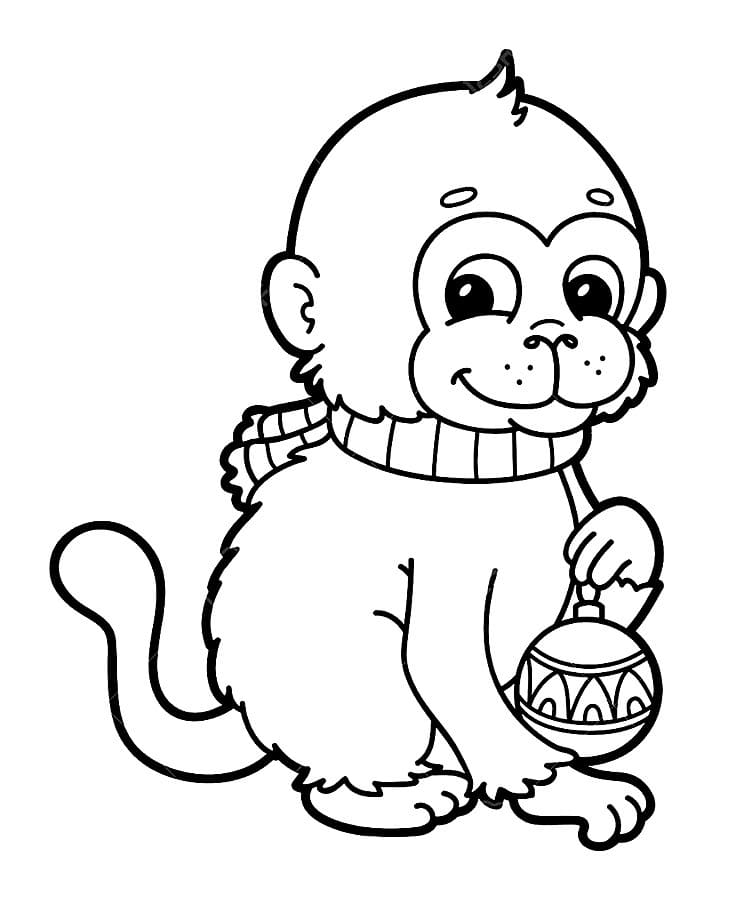 Открытка раскраска новогодняя обезьянка