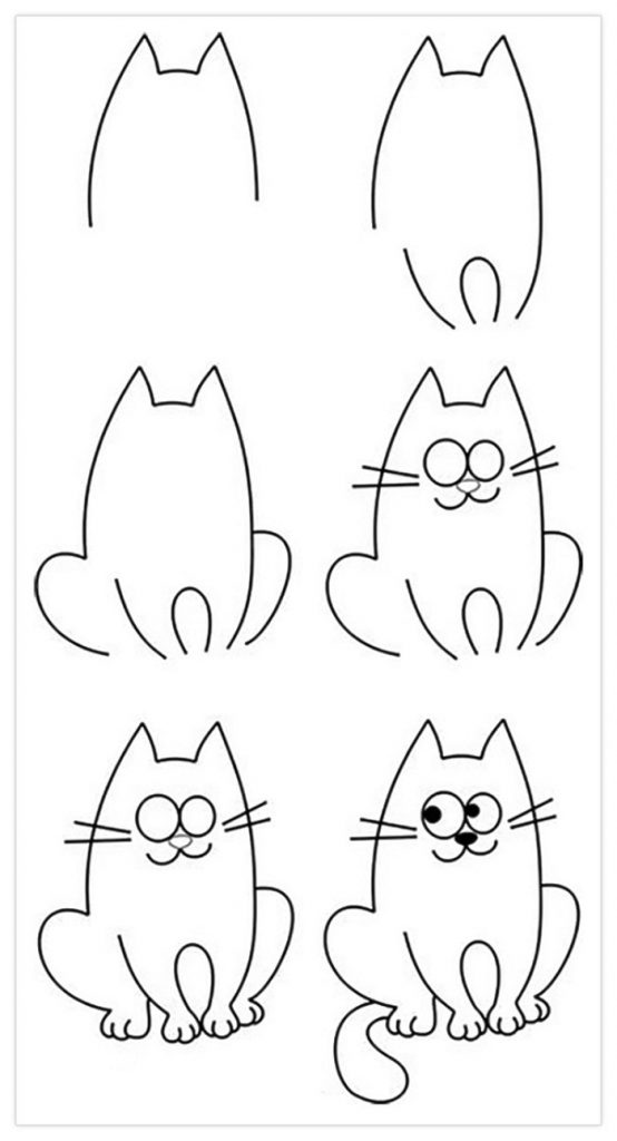 Рисунок для срисовки котенок.