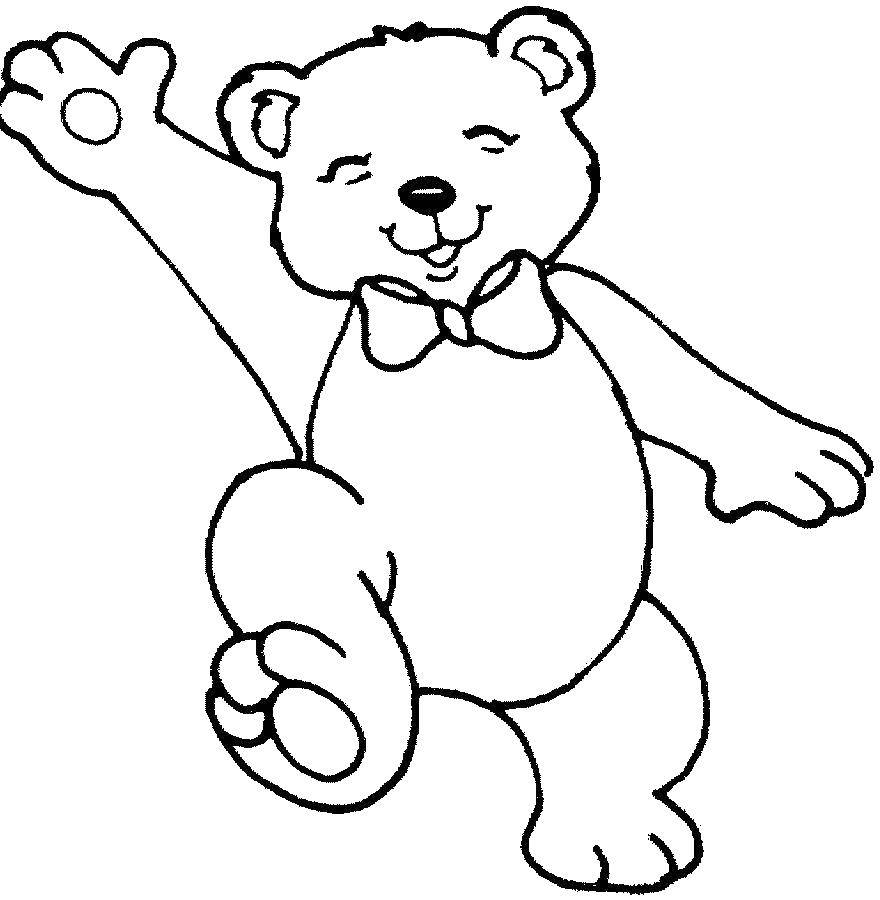 Картинка раскраска веселый медведь