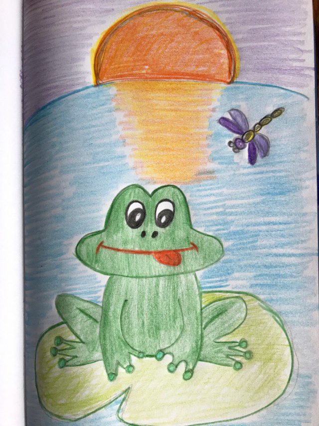 Детский рисунок лягушонок.