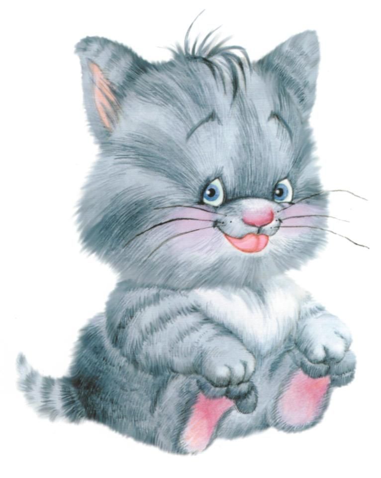 Картинка добрый серый котенок