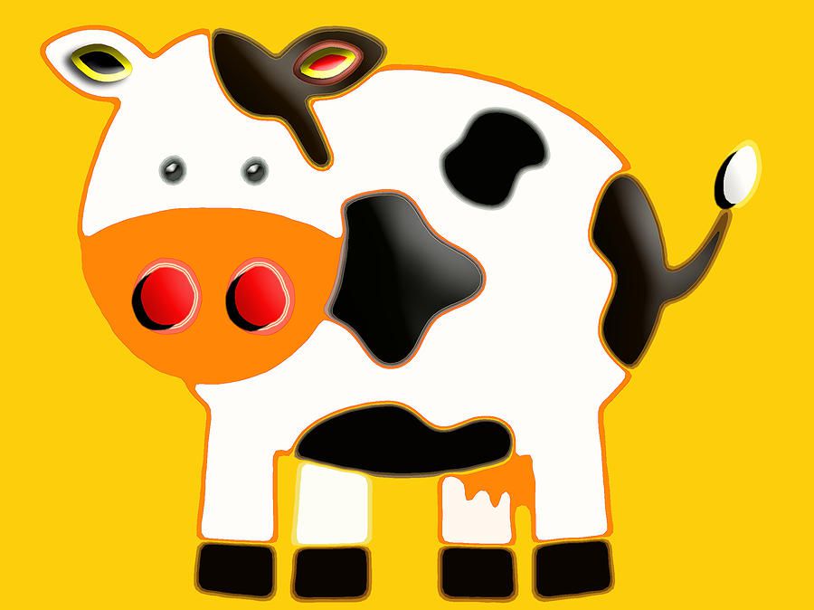 Стильная открытка смешная корова