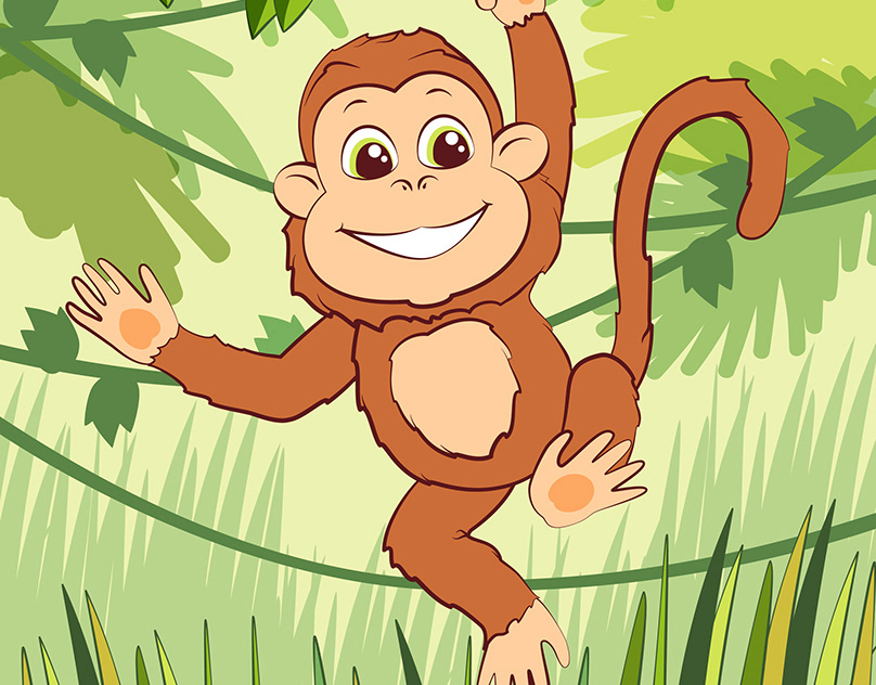 Открытка милая веселая обезьянка