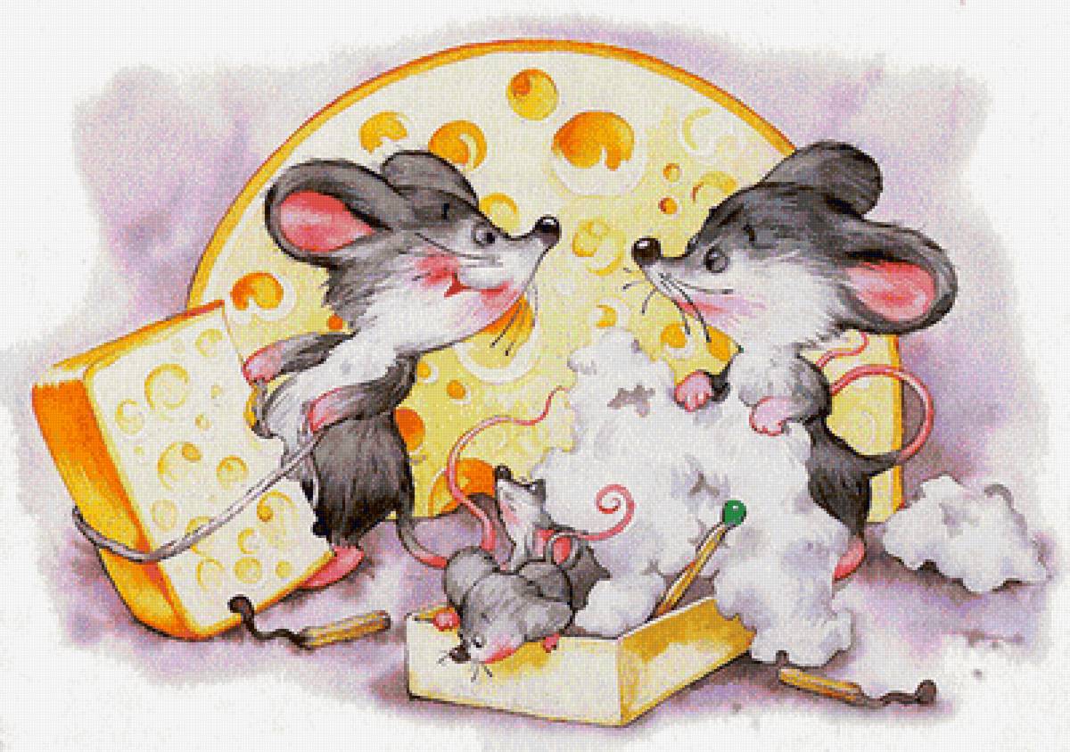 Яркая картинка мышки с сыром