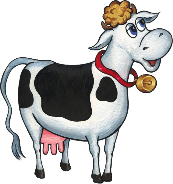Открытка спешная корова с колокольчиком