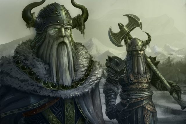 Нарисованная картина викинги.