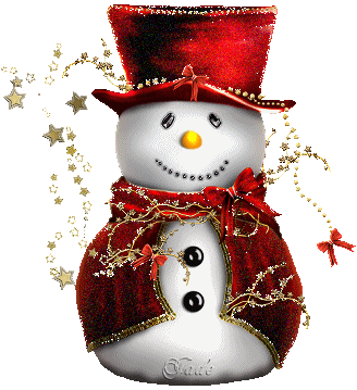 Снеговик в красной накидке