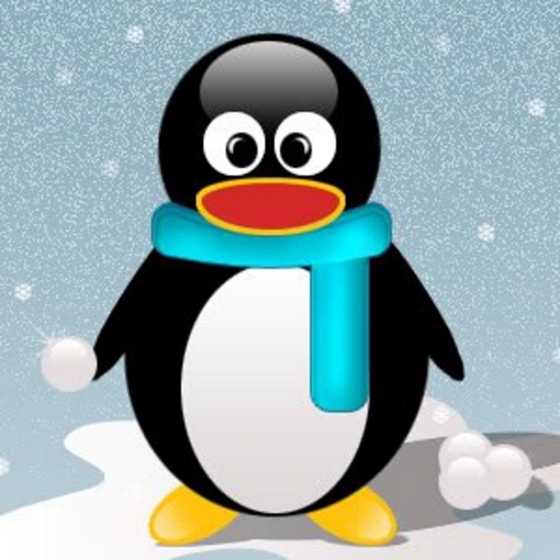 Открытка пингвин в шарфе
