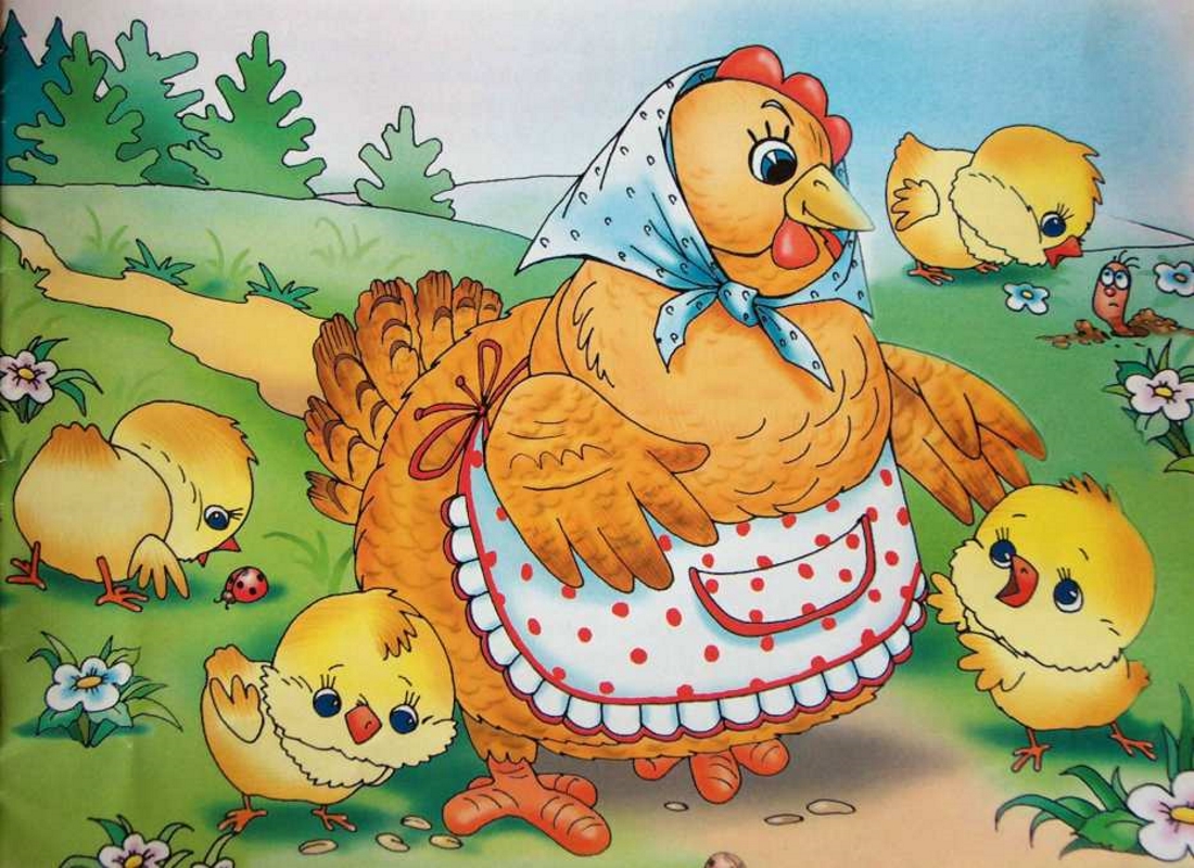 Прикольная открытка курочка с цыплятами