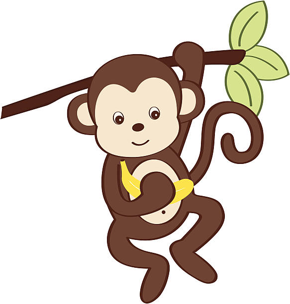 Картинка нежная обезьянка с бананом в руке