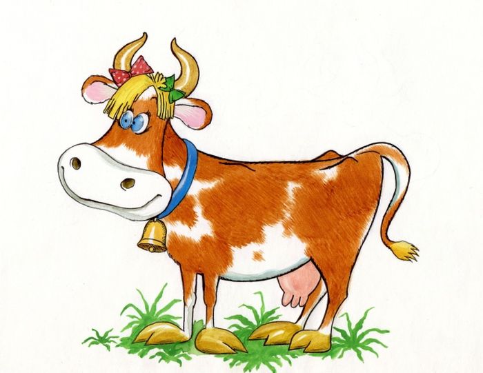 Смешная картинка корова с колокольчиком