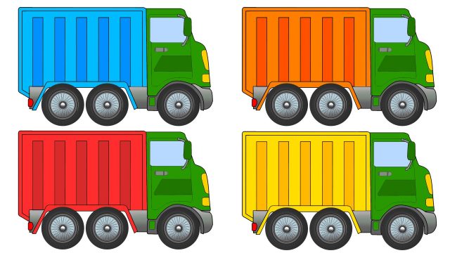 Разноцветные грузовики.