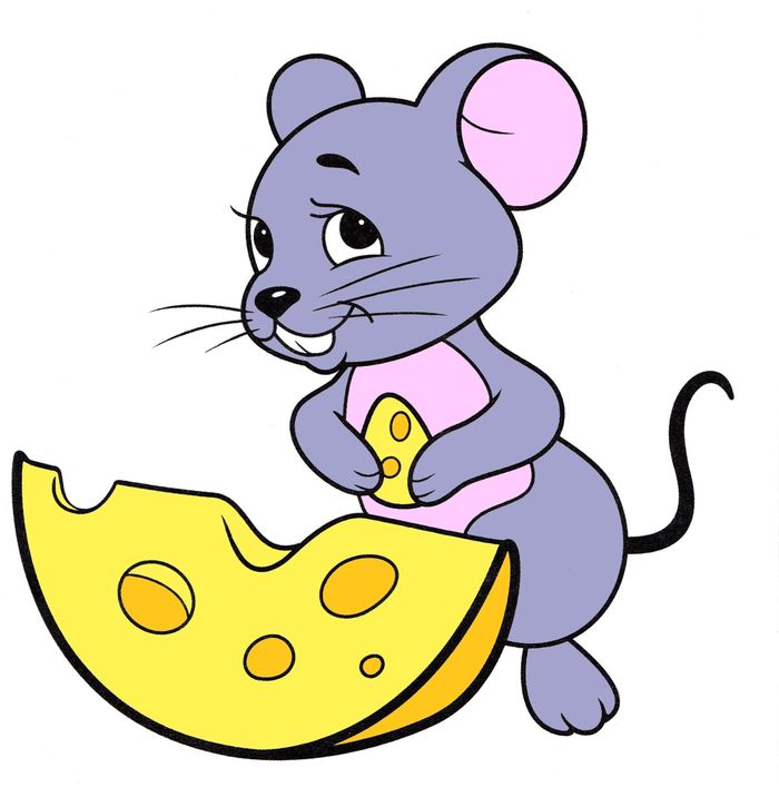 Открытка милый мышонок с сыром