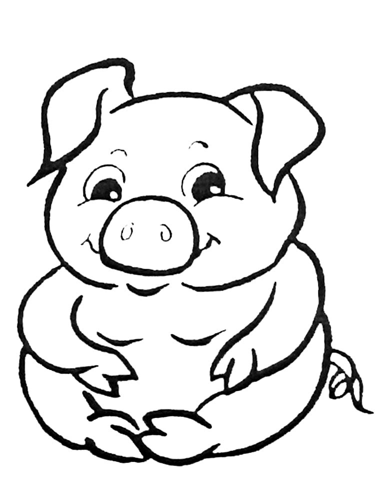 Картинка раскраска веселая свинка