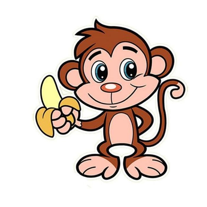 Открытка маленька обезьянка с бананом