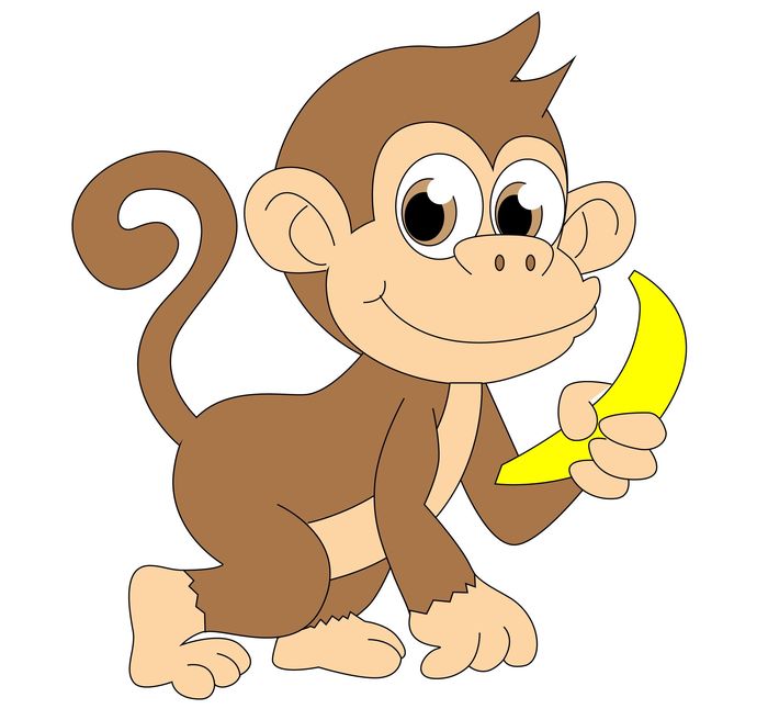 Милая картинка красивая обезьянка с бананом