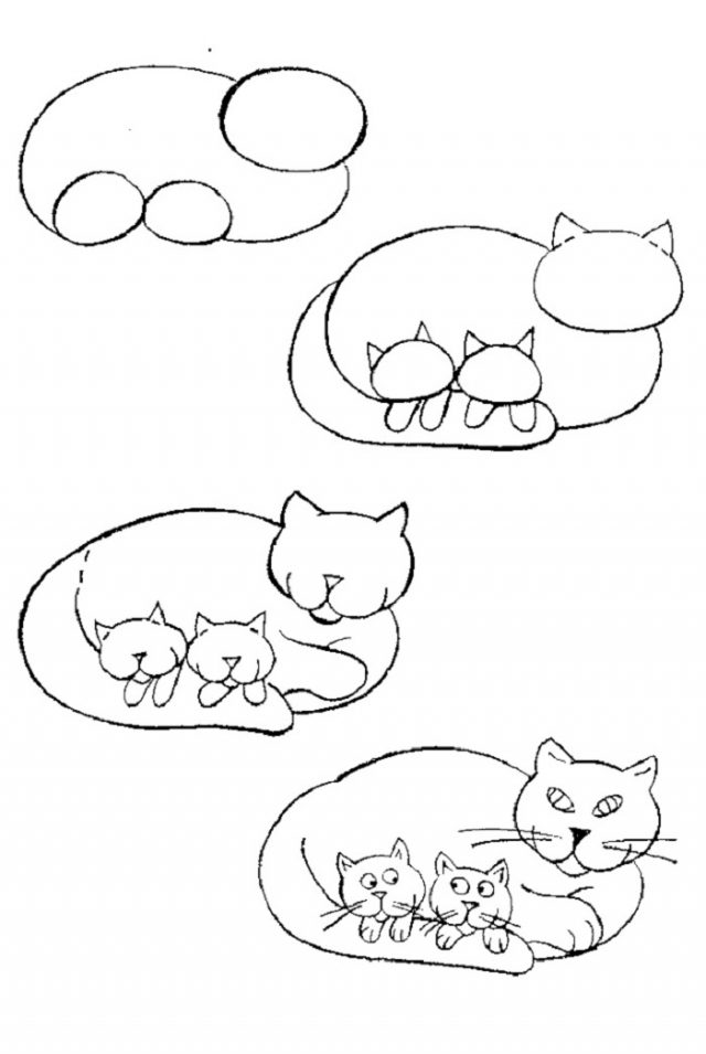 Рисунок для срисовки кошка.