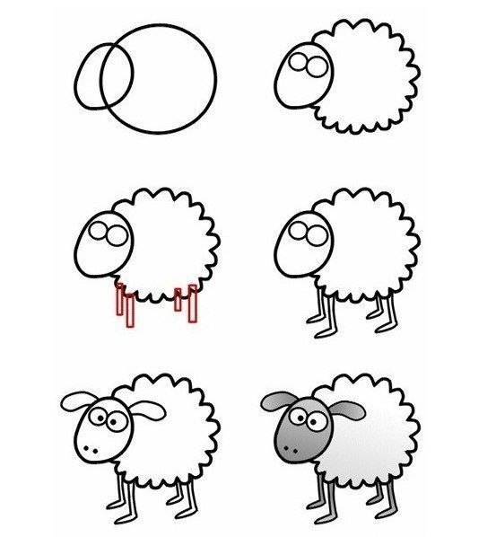 Рисунок для срисовки овечка.