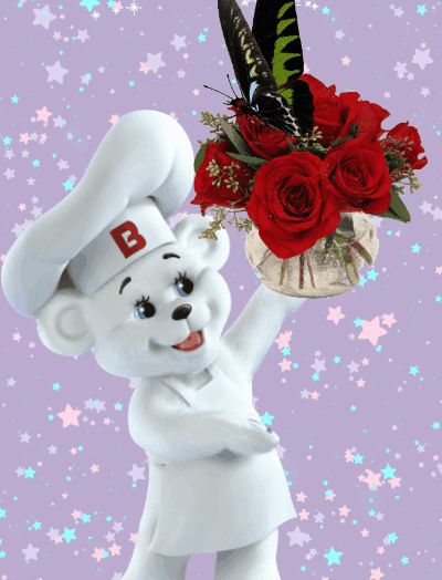 Белый мишка в шапке с цветами!