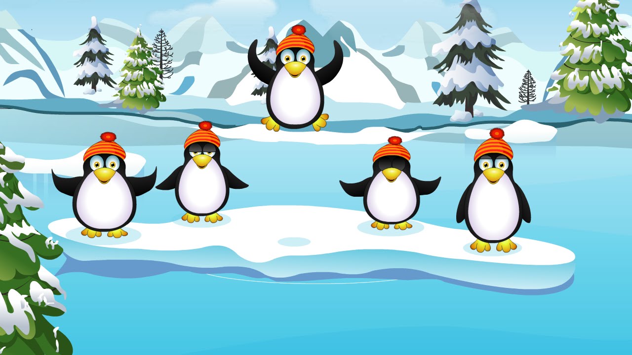 Красивая открытка пингвины на льдине