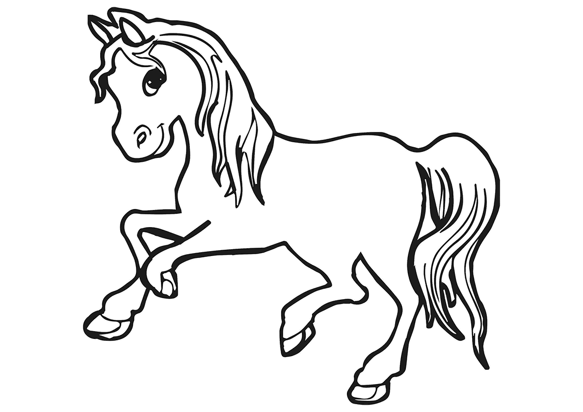 Раскраска картинка дегущая лошадь