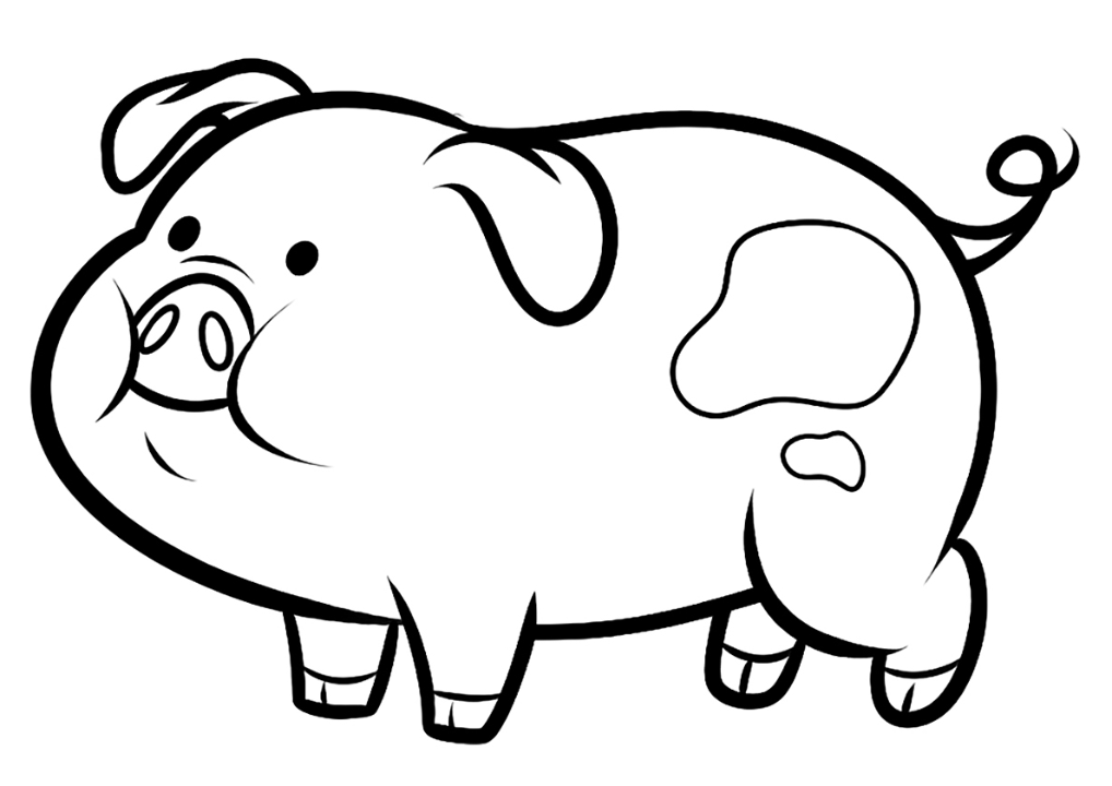 Раскраска открытка большая свинка